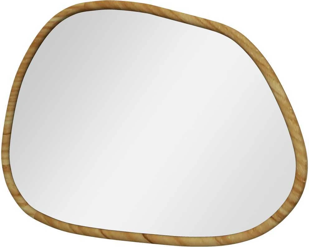 HOMCOM asimetrinis sieninis veidrodis 70x50 cm, vonios veidrodis, medinis rėmas, antikorozinis, voniai, svetainei, prieškambariui, miegamajam, natūralios spalvos