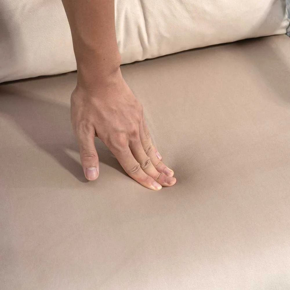 HOMCOM sofa lova, poilsio fotelis su miegamąja funkcija, svečių lova su aksomo išvaizda, nugaros pagalvėlė, paminkštinta sofa su reguliuojamu atlošu, smėlio spalvos, 63 x 73 x 81 cm