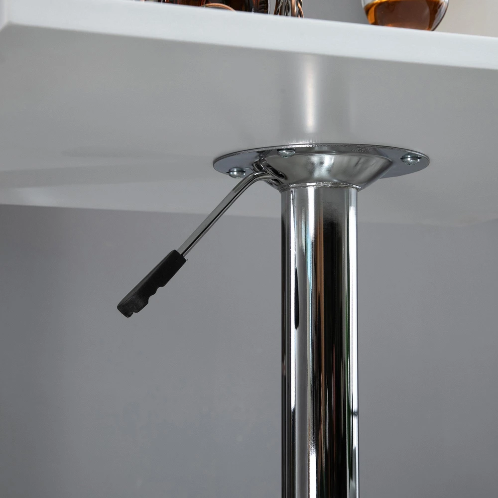 HOMCOM reguliuojamo aukščio baro stalas, besisukantis 360°, nesibraižančios kojelės, stabilus metalinis pagrindas, baltas
