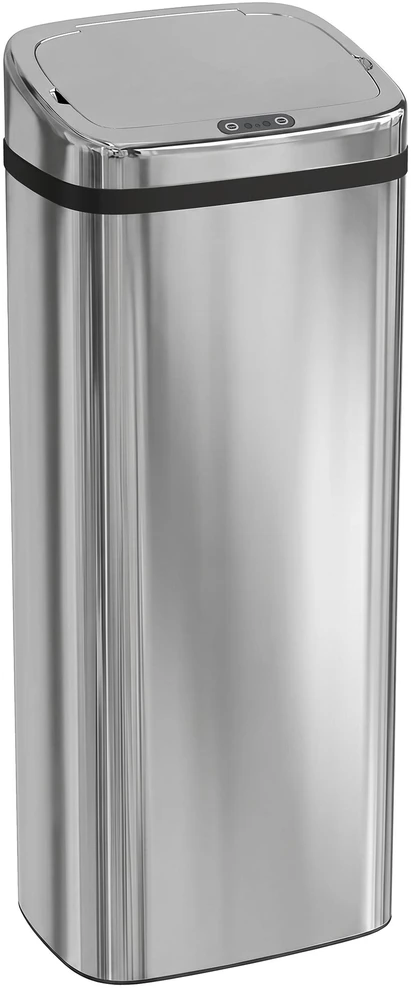 HOMCOM automatinė šiukšliadėžė su jutikliu, virtuvinė šiukšliadėžė iš nerūdijančio plieno, 50/68 l, sidabrinė (50 l)