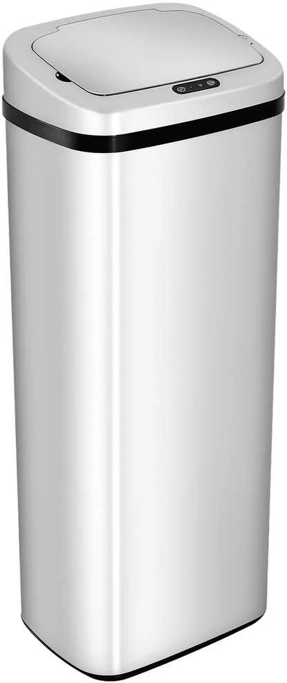HOMCOM automatinė šiukšliadėžė su jutikliu, virtuvinė šiukšliadėžė iš nerūdijančio plieno, 50/68 l, sidabrinė (50 l)