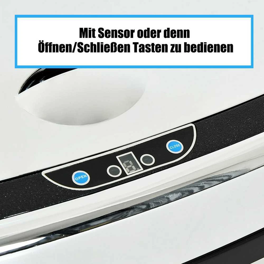 HOMCOM automatinė šiukšliadėžė su jutikliu, virtuvinė, nerūdijantis plienas, sidabrinė, 68 l