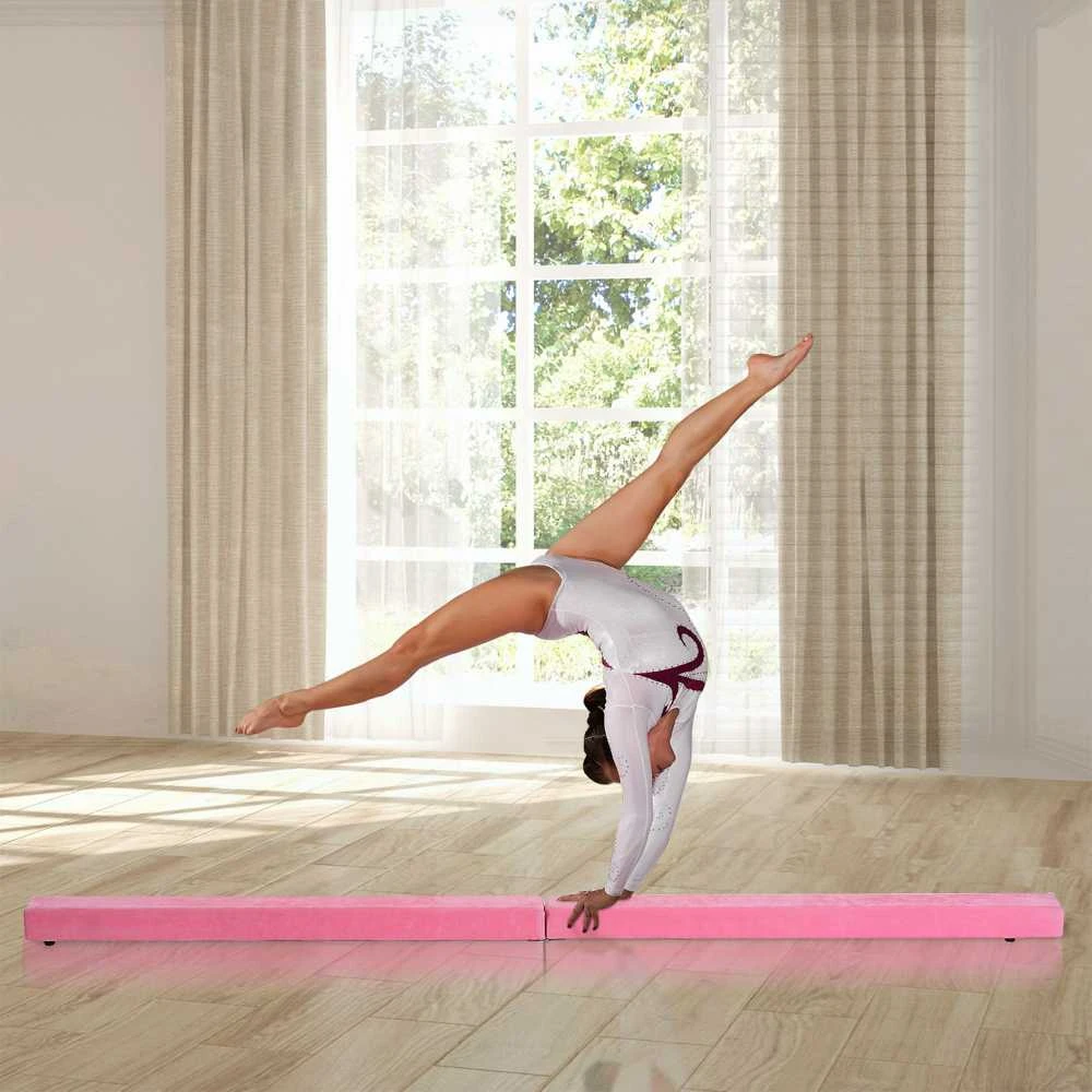 HOMCOM gimnastikos buomas 210 cm, sulankstomas, skirtas naudoti patalpose ir lauke, balanso buomas iki 120 kg, rožinis