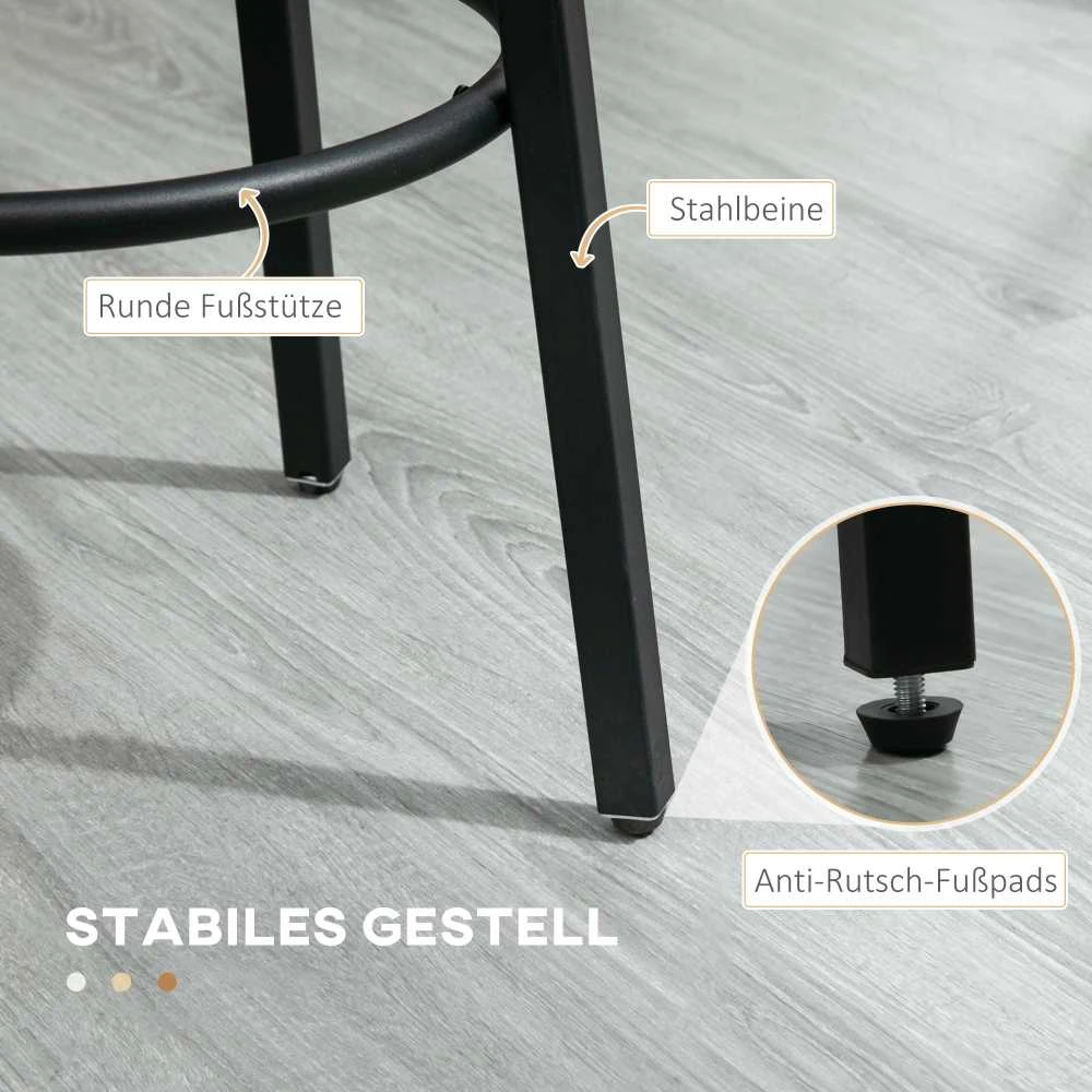 HOMCOM baro kėdės, 2 baro kėdžių rinkinys su atrama kojoms, baro kėdės su plieniniu rėmu, industrinio dizaino baro kėdės, virtuvės kėdės, rustiškai ruda