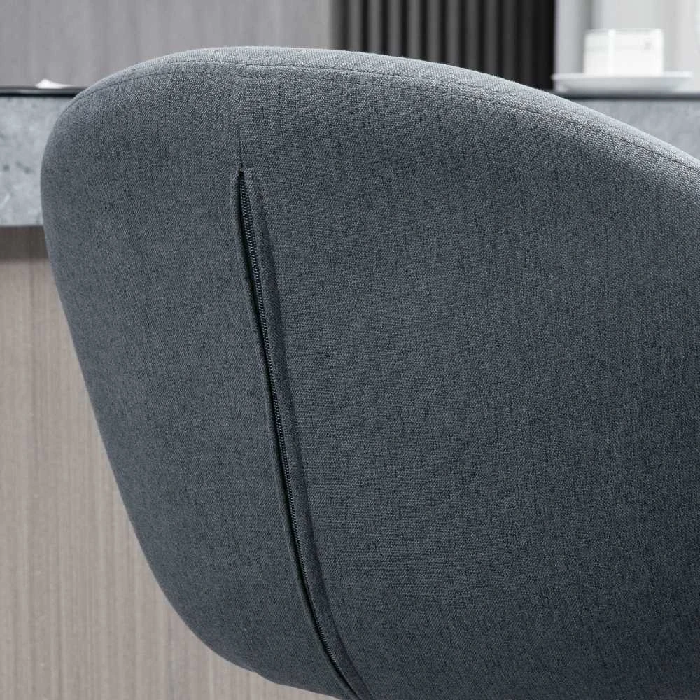 HOMCOM baro kėdė, reguliuojamo aukščio baro kėdė, virtuvės kėdė, bistro kėdė su atrama kojoms, prekystalio kėdė su lino išvaizda valgomajam, tamsiai pilka, 54 x 54 x 92-112 cm