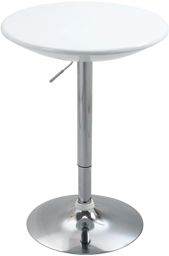 HOMCOM baro stalas, modernus valgomojo stalas, rašomasis stalas, reguliuojamo aukščio, metalas, ABS danga, baltas, Ø61 x 76-97 cm