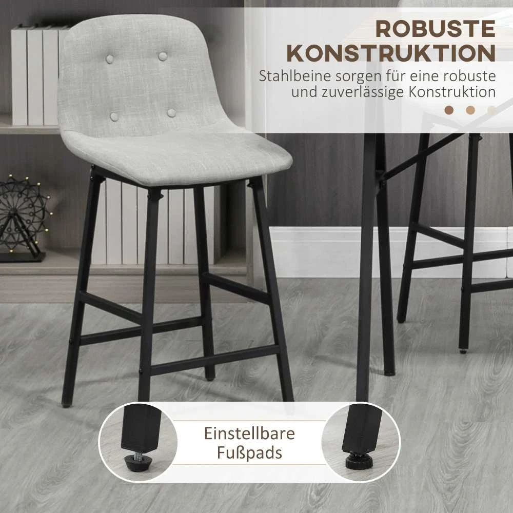 HOMCOM baro stalas su baro kėdžių komplektu, 5 dalių valgomojo komplektas, virtuvinis stalas, bistro stalas su 4 kėdėmis, baro stalo komplektas, metalas, šviesiai ruda, 120 x 60 x 91 cm