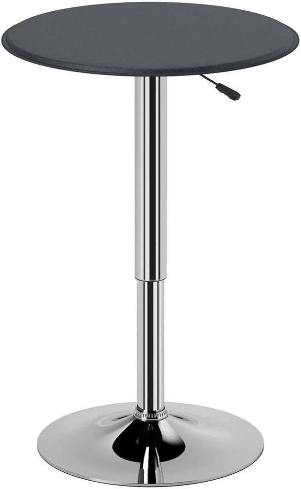 HOMCOM baro stalas, valgomojo stalas, stovimas stalas, virtuvinis stalas svetainei, valgomajam, chromuotas plienas, dirbtinė oda, juodas, Ø63 x 67-93 cm