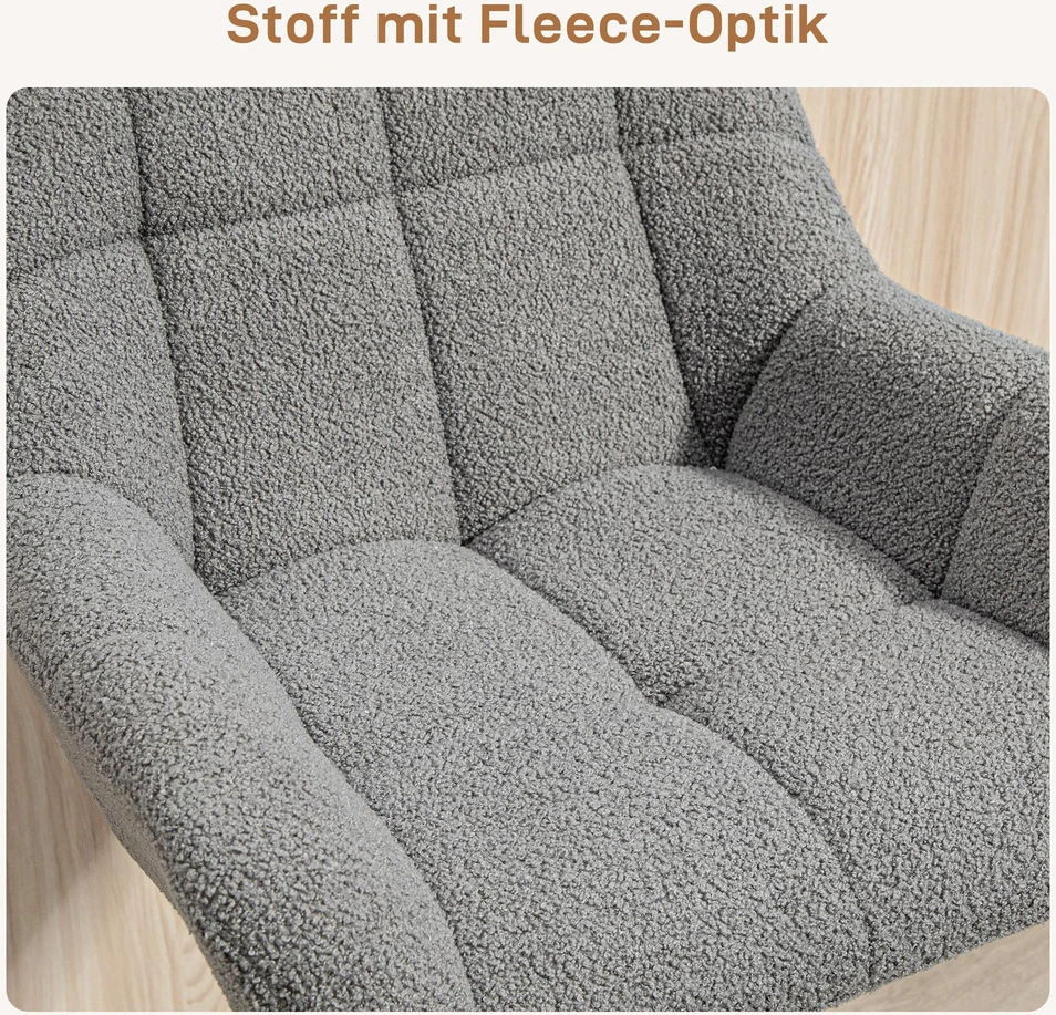 HOMCOM baro kėdės, 2 vnt., retro stiliaus, reguliuojamo aukščio, fliso išvaizdos, pilkos + juodos