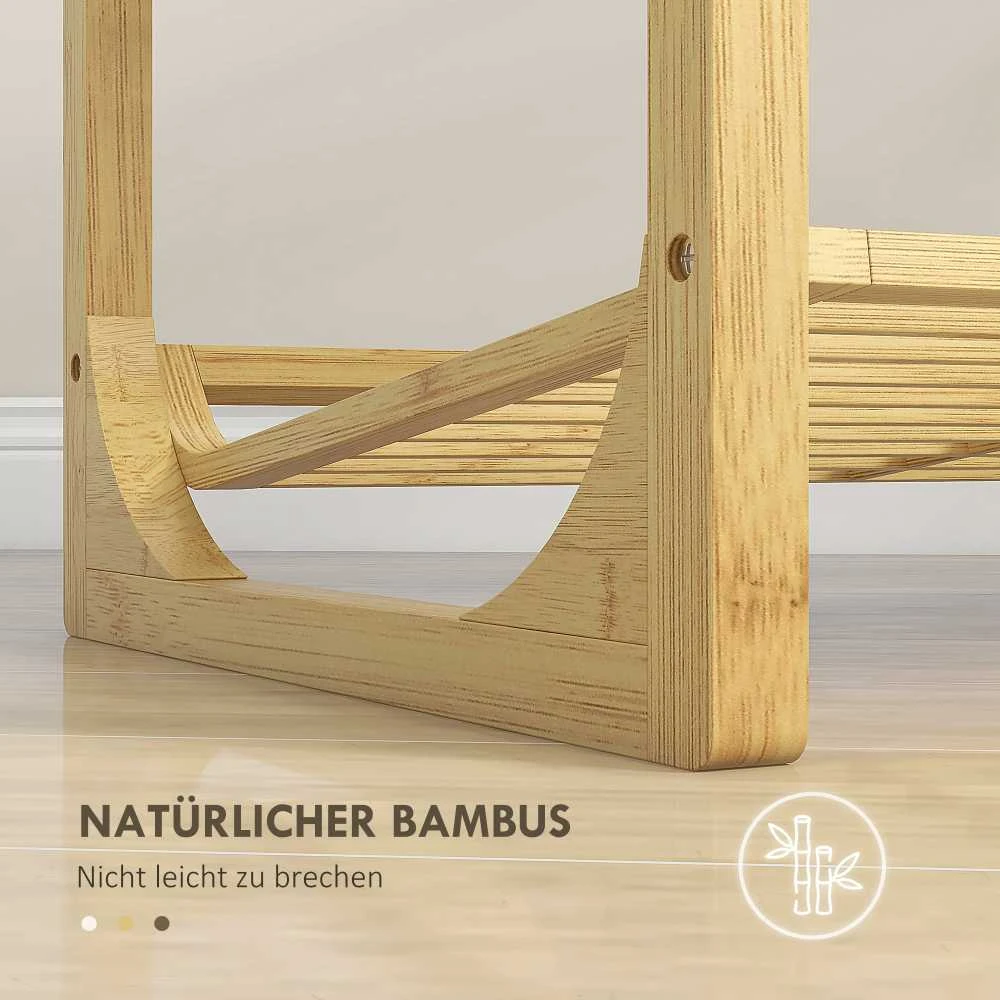 HOMCOM batų lentyna, 4 aukštų batų stovas iš bambuko, talpina iki 12 porų batų, batų lentyna su rankena prieškambariui, miegamajam, 76 x 33 x 67 cm, natūrali