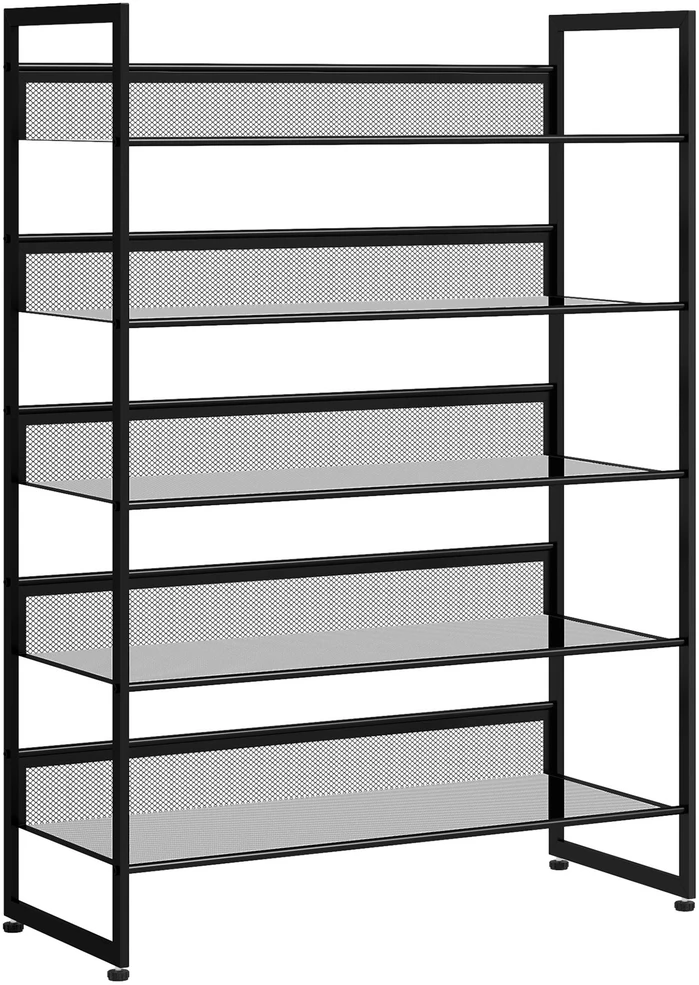 HOMCOM batų lentyna, 5 pakopų batų stovas, batų organizatorius iki 15 porų batų, su rankena prieškambariui, miegamajam, plieno, 72 x 30 x 102 cm, juodas