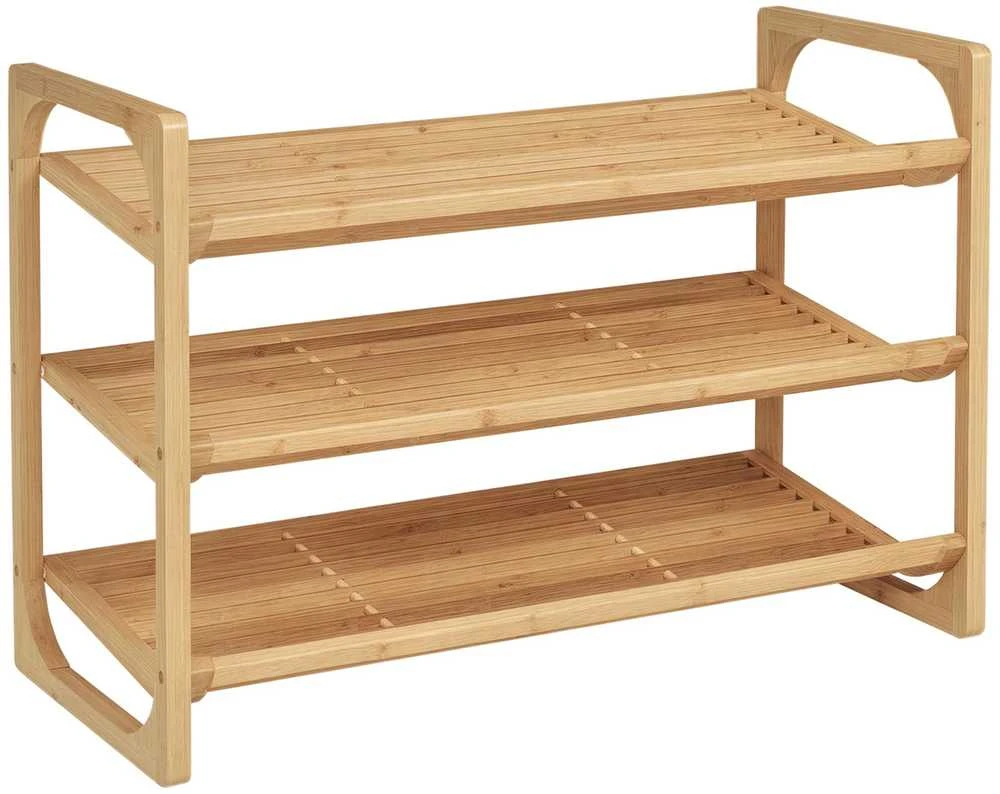 HOMCOM batų lentyna batų stovas su 3 pakopomis ir rankena iki 9 porų batų batų organizatorius bambukas 76 x 33 x 51 cm natūrali