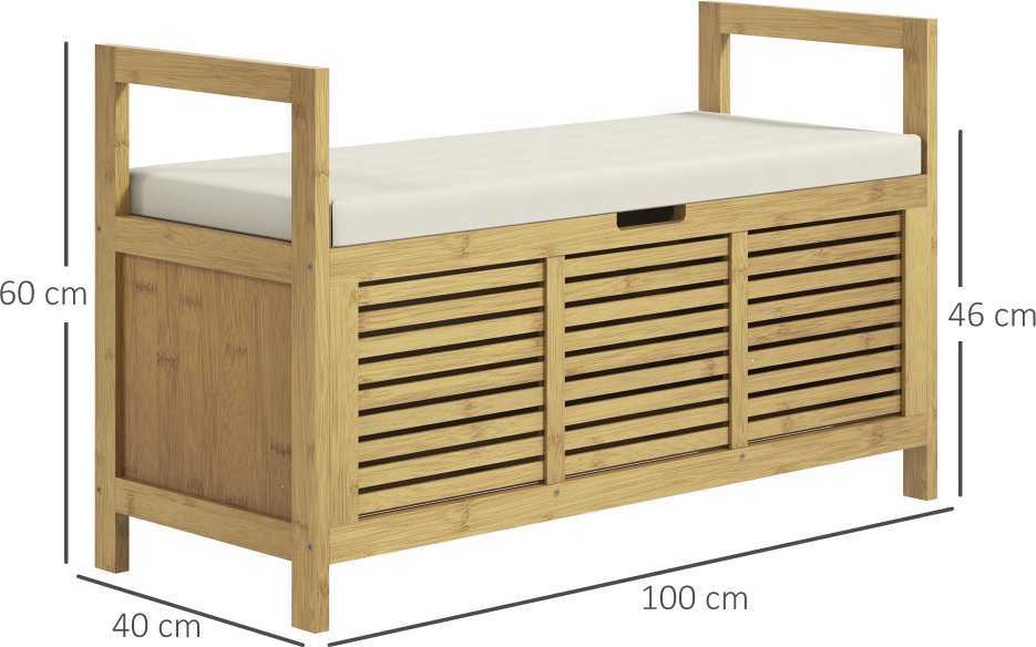 Homcom Batų suolas su daiktadėže 100 x 40 x 60 cm