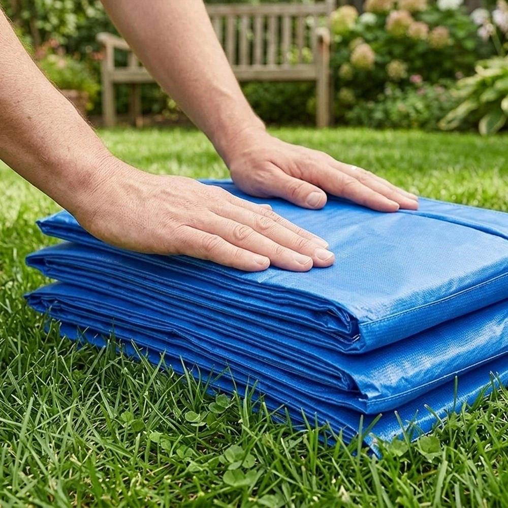HOMCOM batuto krašto apsauga, skirta apsauginiam tinklui, 8ft 10ft 12ft 15ft, krašto uždengimas: Ø366 cm - mėlyna (batutas nepridedamas)