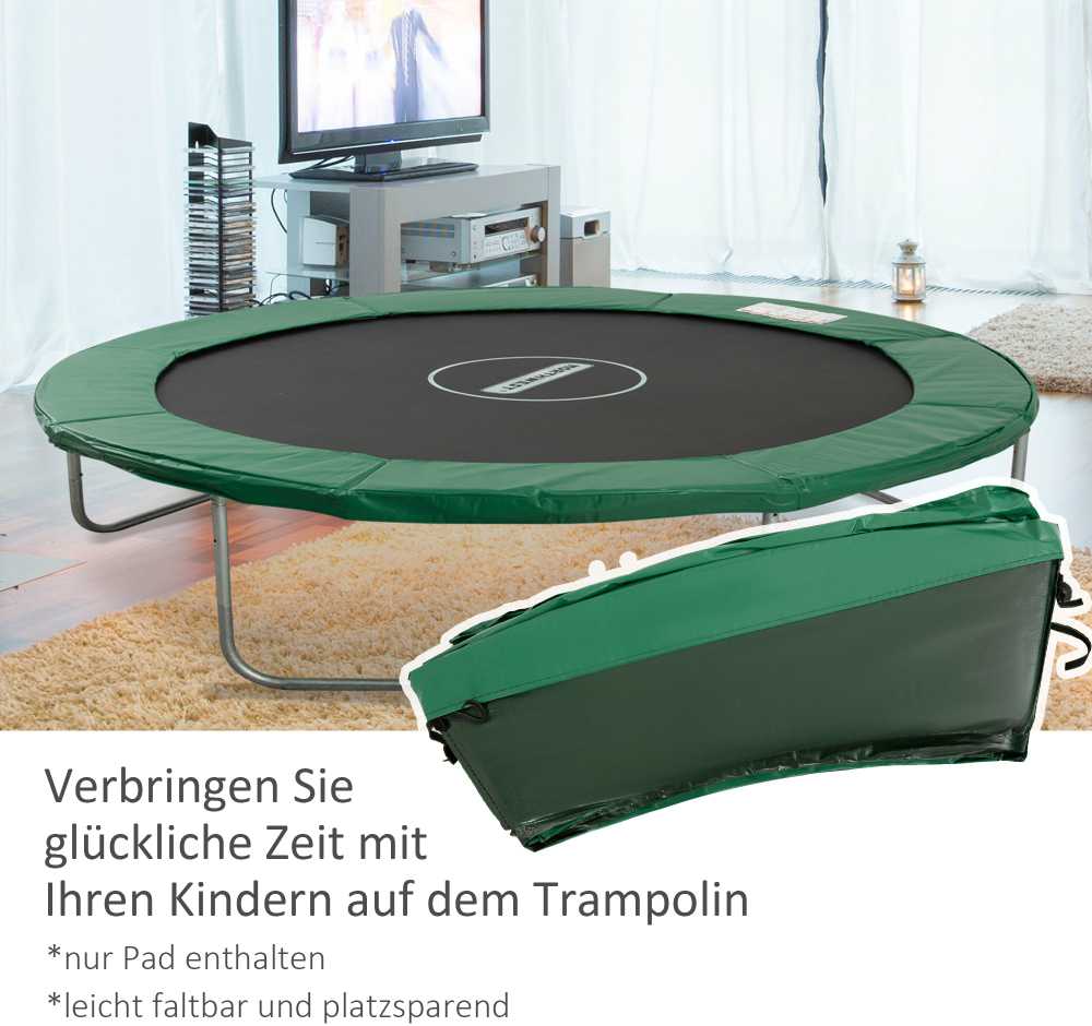HOMCOM krašto danga, trampolino priedas, Ø 244 cm, atspari oro sąlygoms, PVC PE, žalia