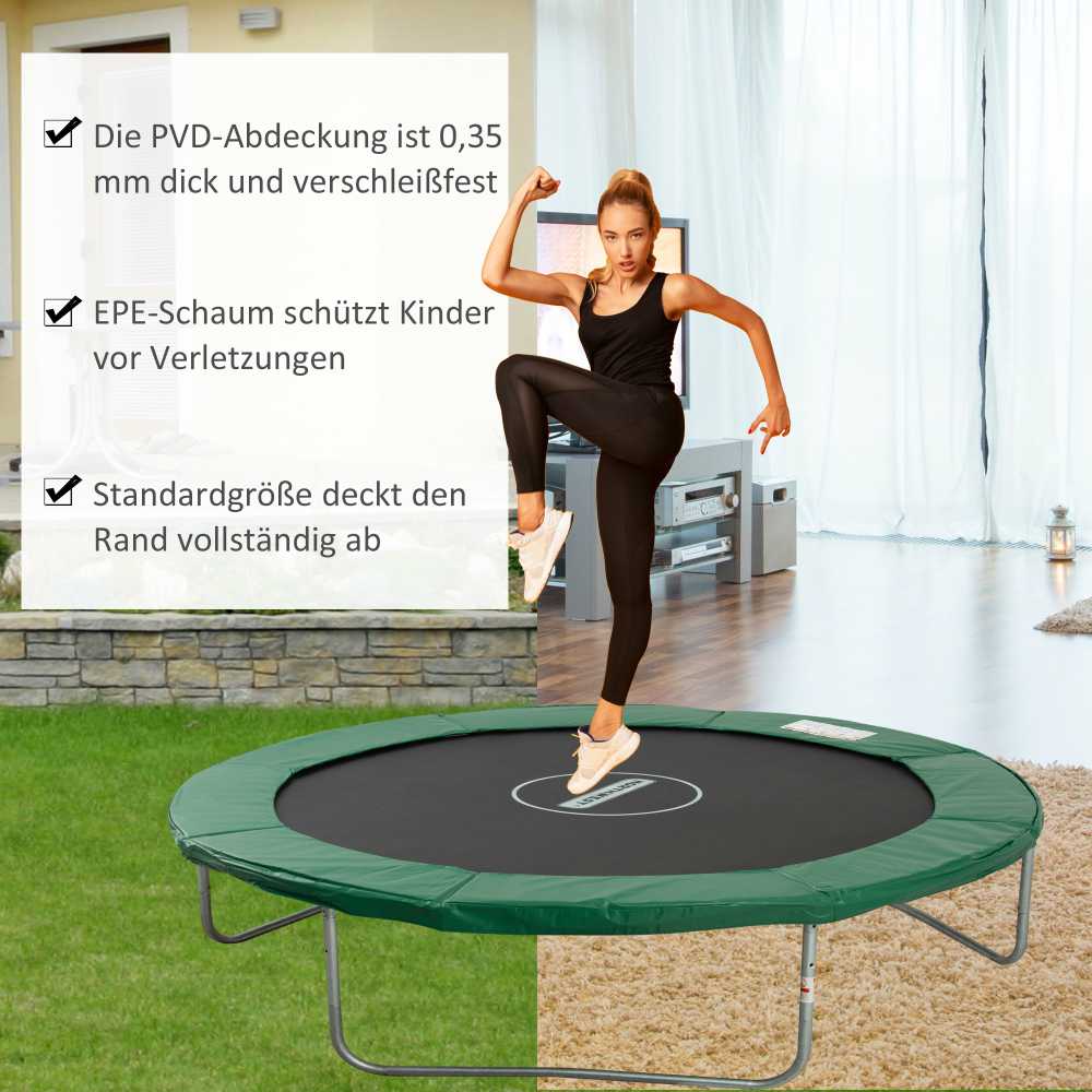 HOMCOM krašto danga, trampolino priedas, Ø 244 cm, atspari oro sąlygoms, PVC PE, žalia