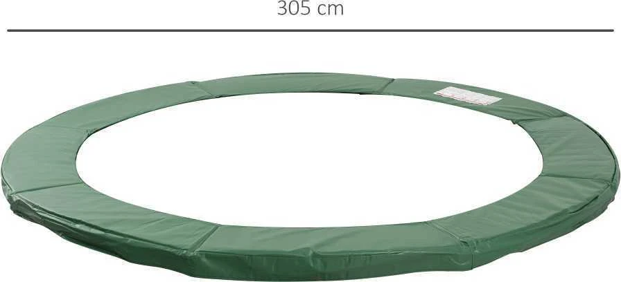 HOMCOM batuto priedų rinkinys, krašto danga, apsauginis tinklas, tentas nuo oro sąlygų, 8ft–15ft (244–457 cm) batutams, Ø 305 cm, žalias