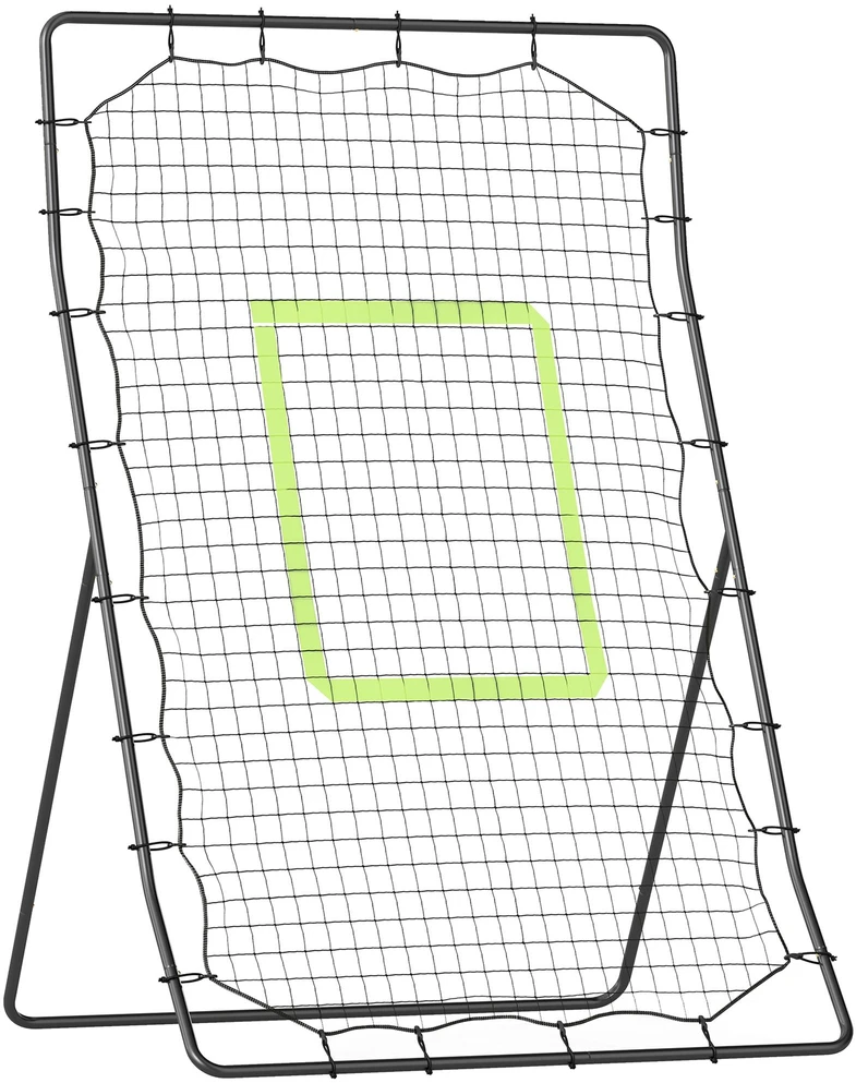 "HOMCOM" beisbolo atmušimo įrenginys "PitchBack", nešiojamasis atmušimo sienelės tinklas su smūgio zona beisbolui, futbolui, metalinis, juodas, 123 x 174 cm