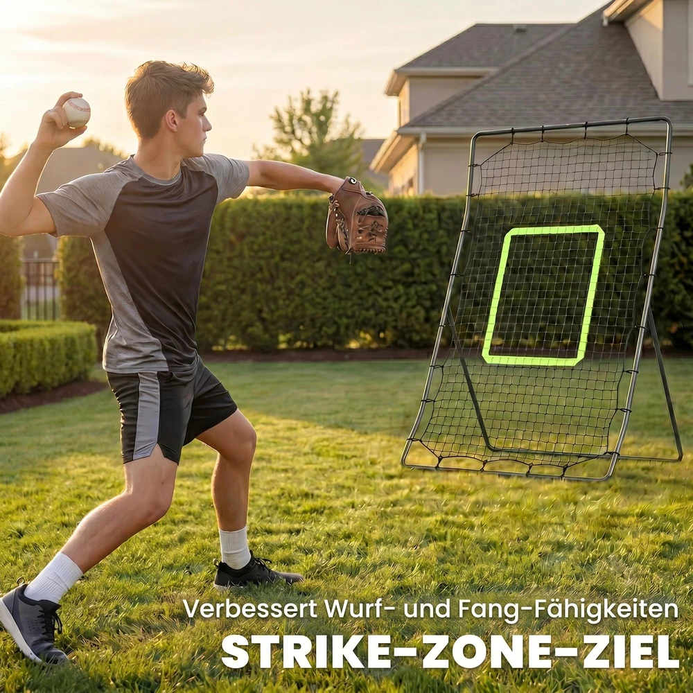 "HOMCOM" beisbolo atmušimo įrenginys "PitchBack", nešiojamasis atmušimo sienelės tinklas su smūgio zona beisbolui, futbolui, metalinis, juodas, 123 x 174 cm