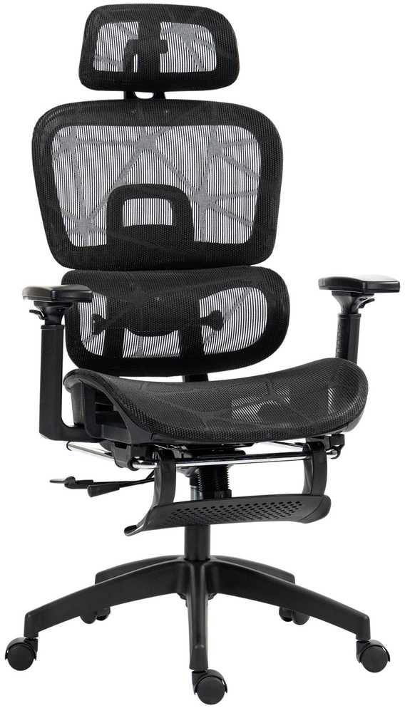 HOMCOM ergonominė biuro kėdė su porankiais, galvos atrama, juosmens atrama, reguliuojamo aukščio tinkline pasukama kėdė su supimosi funkcija, atlošimo funkcija, kojų atrama, juoda