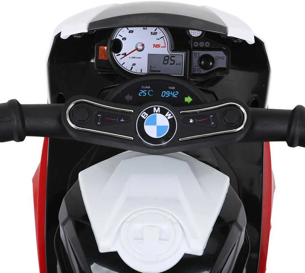 HOMCOM BMW S1000RR licencijuotas elektrinis triratis, vaikiškas motociklas su akumuliatoriumi, vaikiška transporto priemonė, plienas, raudona, 66x37x44 cm