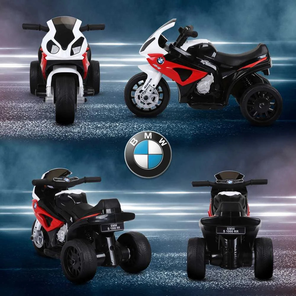 HOMCOM BMW S1000RR licencijuotas elektrinis triratis, vaikiškas motociklas su akumuliatoriumi, vaikiška transporto priemonė, plienas, raudona, 66x37x44 cm