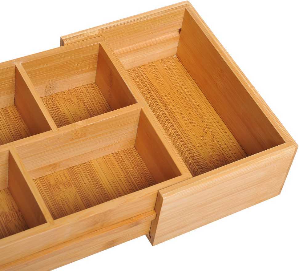 HOMCOM laikymo dėžutė, tvarkyklė su stalčiais, ištraukiamas organizatorius, bambukas, natūrali spalva, 24,6 x 17,6 x 7 cm