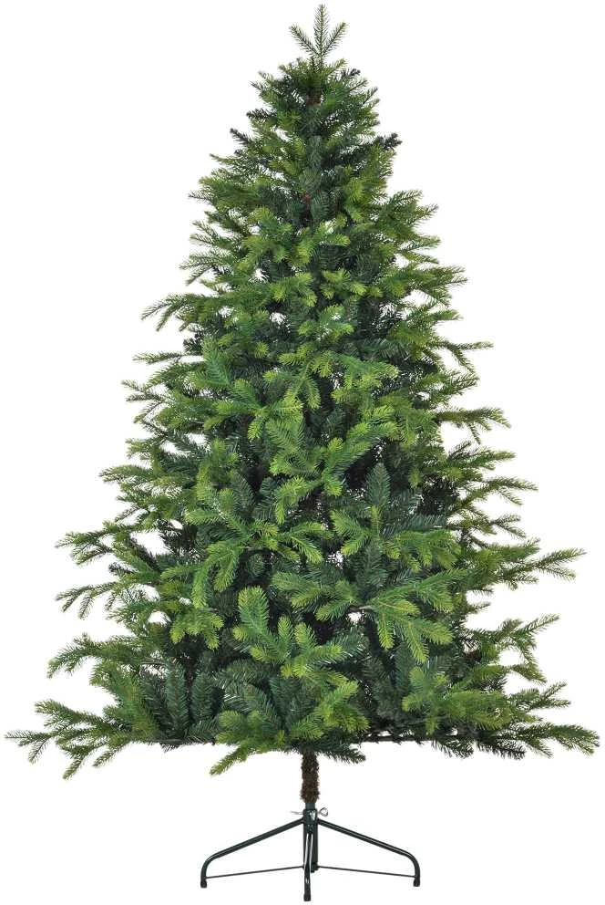 Dirbtinė Kalėdų eglutė HOMCOM, 180 cm, su 1700 šakų, plati, su sulankstomu metaliniu stovu, kalėdiniam dekorui, žalia