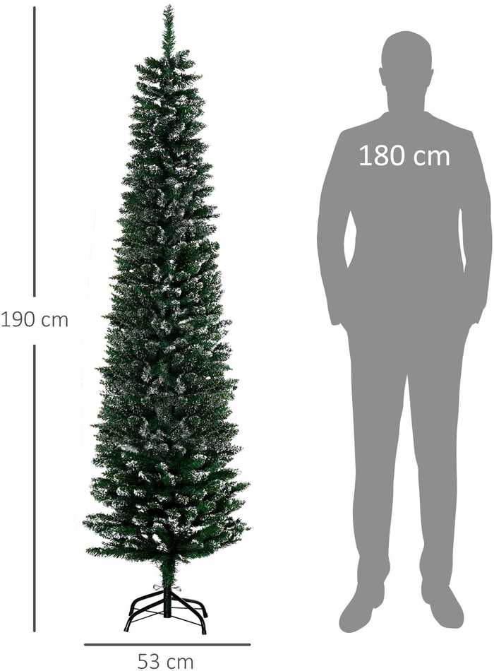 Dirbtinė kalėdinė eglutė su sniego imitacija, 570 šakų, žalia, Ø 53 × 190 cm