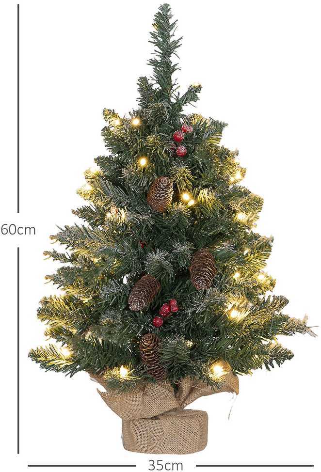 Kalėdinė eglutė su 50 LED ir 6 val. laikmačiu, žalia/balta, Ø 35 × 60 cm