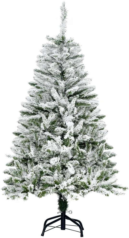 HOMCOM Dirbtinė Kalėdų eglutė, 120 cm dirbtinė pušis su dirbtiniu sniegu, su 200 šakų galiukų, sulankstomas stovas, Kalėdoms, vidaus, žalia