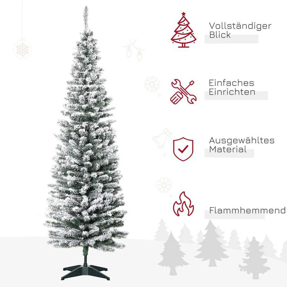 Dirbtinė Kalėdų eglutė HOMCOM, 180 cm, su dirbtiniu sniegu, 390 šakelių, nuimamas stovas, Kalėdoms, vidaus naudojimui, žalia | Aosom