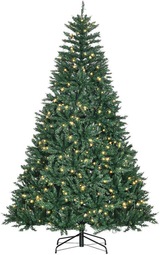 Homcom Dirbtinė kalėdinė eglutė su 700 šiltai baltų LED lempučių, žalia, 142 × 210 cm