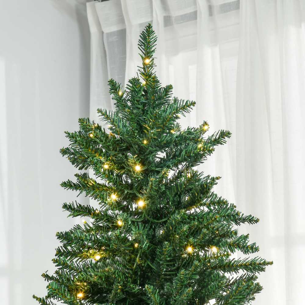 Homcom Dirbtinė kalėdinė eglutė su 700 šiltai baltų LED lempučių, žalia, 142 × 210 cm