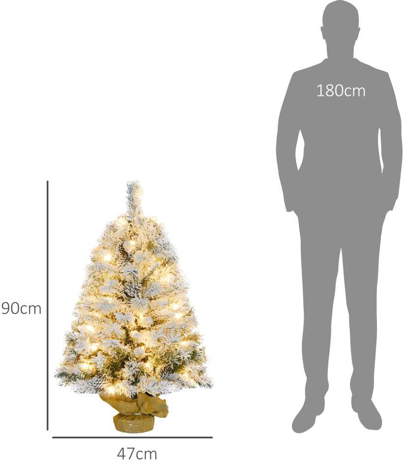 Kalėdinė eglutė su LED lemputėmis, apsnigta, žalia, 92 cm