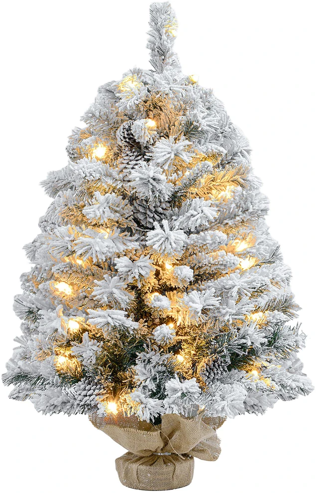 Kalėdinė eglutė su LED lemputėmis, apsnigta, žalia, 92 cm