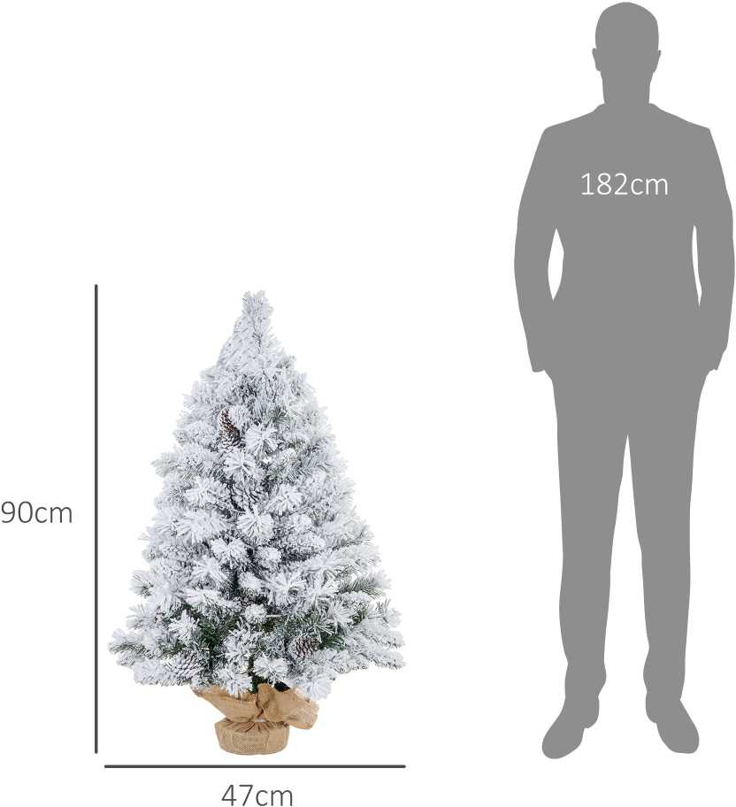 Kalėdinė eglutė su LED lemputėmis, apsnigta, žalia, 92 cm