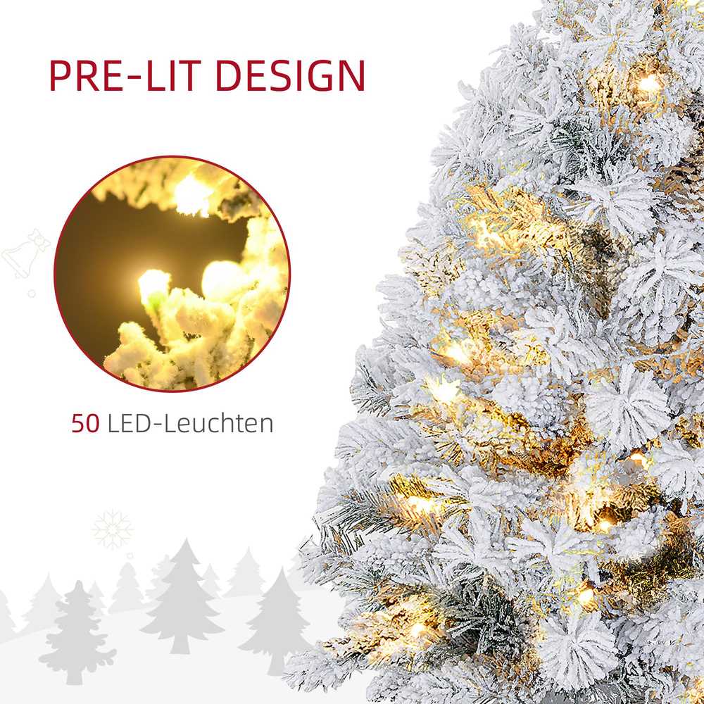 Kalėdinė eglutė su LED lemputėmis, apsnigta, žalia, 92 cm