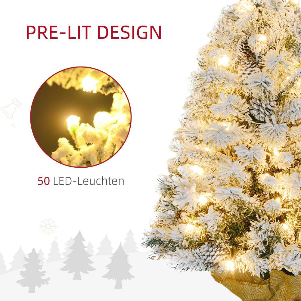 Kalėdinė eglutė su LED lemputėmis, apsnigta, žalia, 92 cm