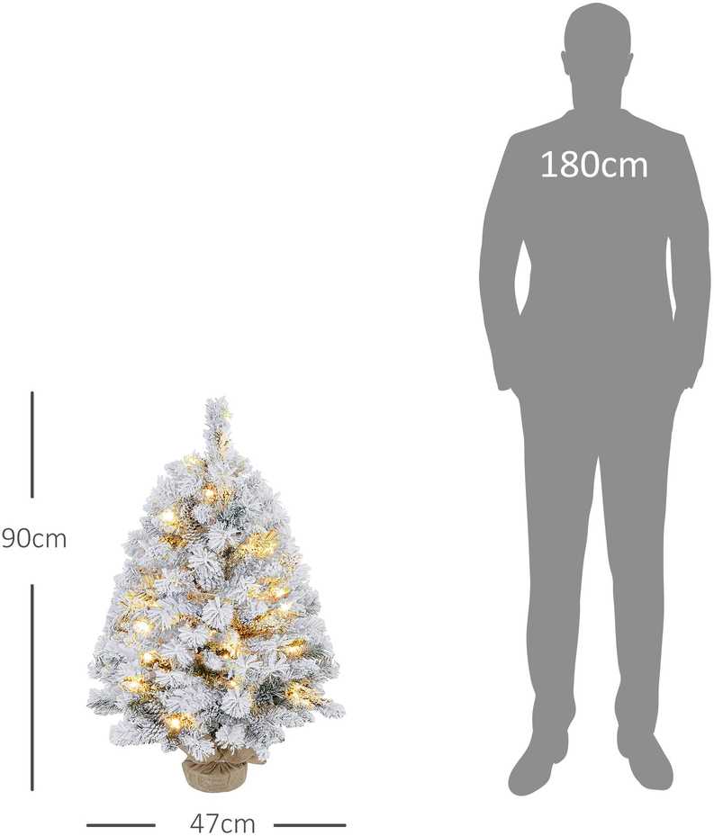 Kalėdinė eglutė su LED lemputėmis, apsnigta, žalia, 92 cm