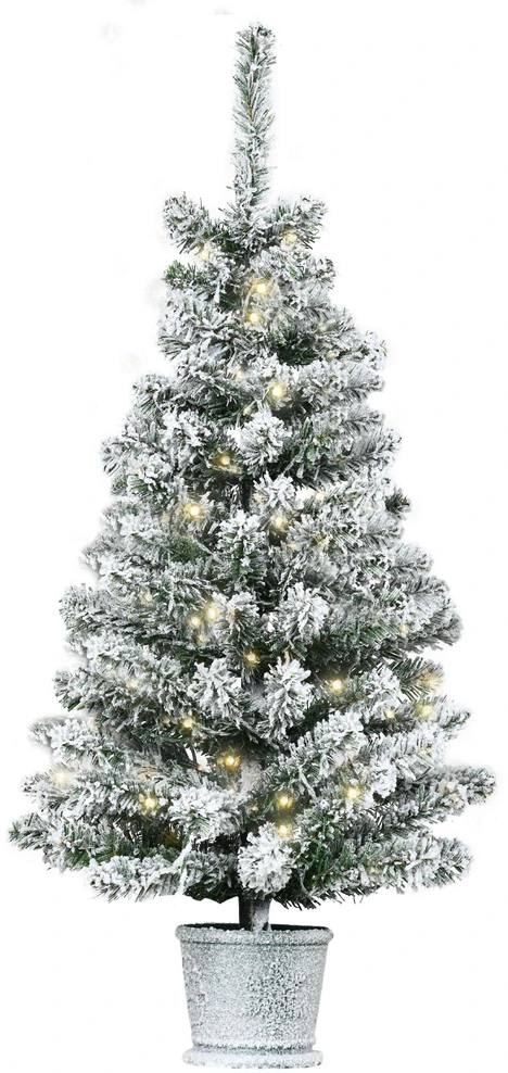 Kalėdinė eglutė su 60 LED lempučių ir sniego efektu, žalia/balta, Ø40 × 90 cm