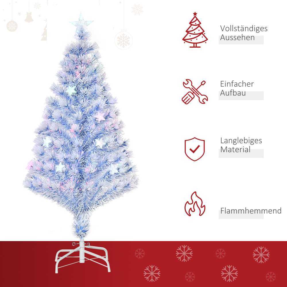 Kalėdinė eglutė su šviesolaidžiu ir LED lemputėmis, balta ir mėlyna, Ø 60 × 120 cm