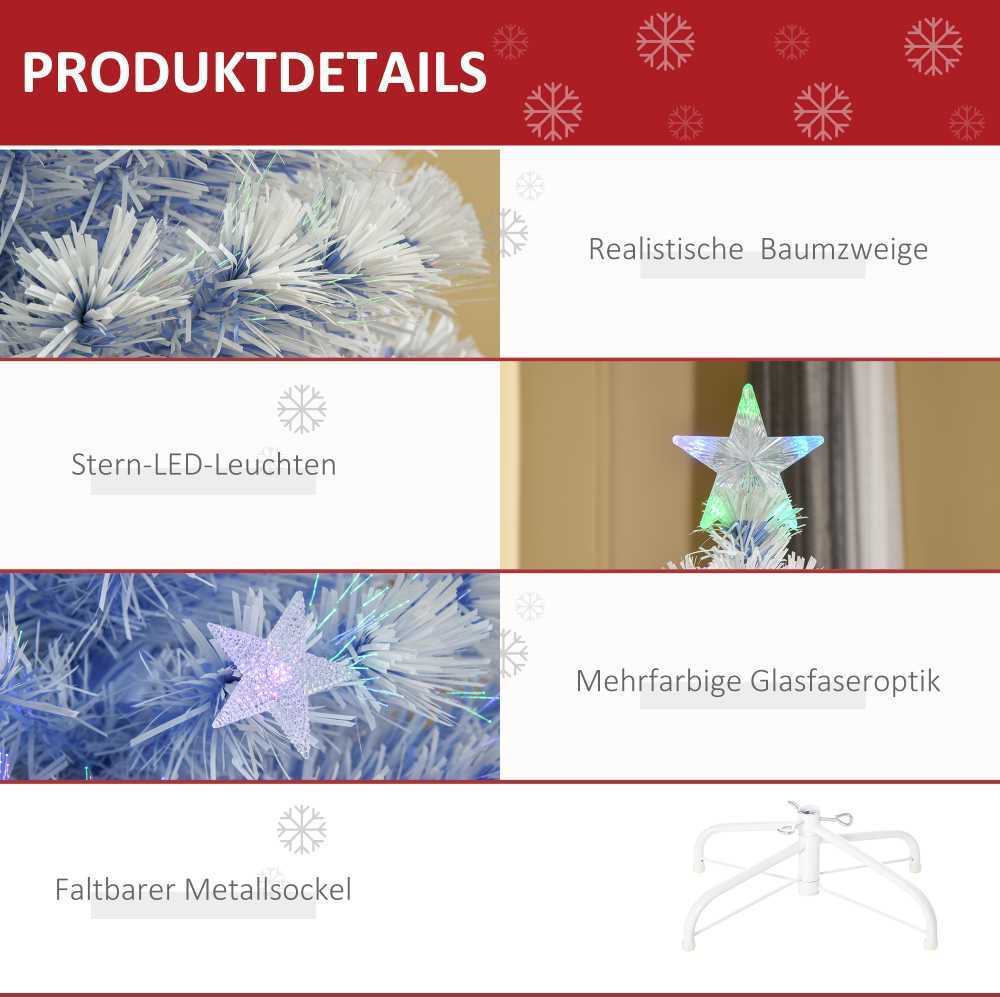 Kalėdinė eglutė su šviesolaidžiu ir LED lemputėmis, balta ir mėlyna, Ø 60 × 120 cm