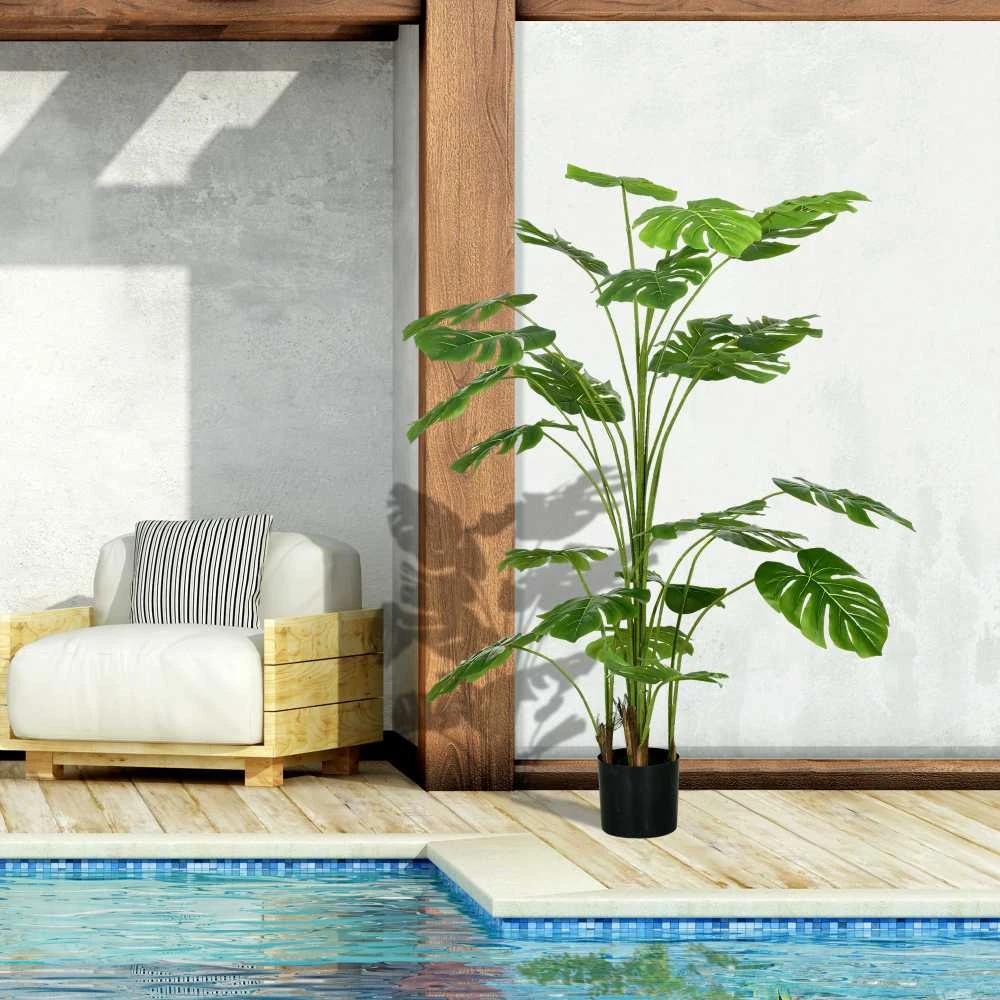 Dirbtinis augalas HOMCOM, dirbtinė Monstera Deliciosa, 180 cm aukščio dirbtinis medis su 24 šakomis, kambarinis augalas, dekoratyvinis augalas patalpoms, žalias