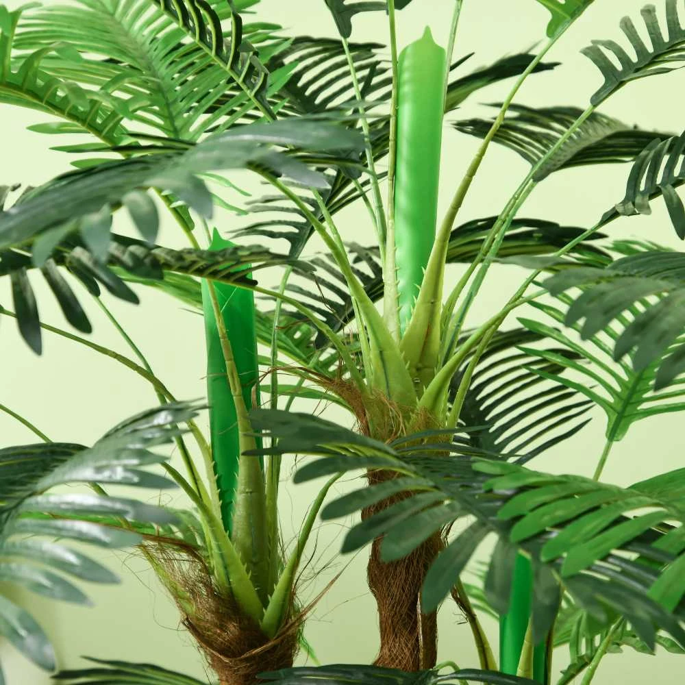 Dirbtinis augalas HOMCOM, dirbtinė palmė, 100 cm, 27 šakos, kambarinis augalas, dirbtinis medelis, dekoracija vidaus ir lauko erdvėms, žalia
