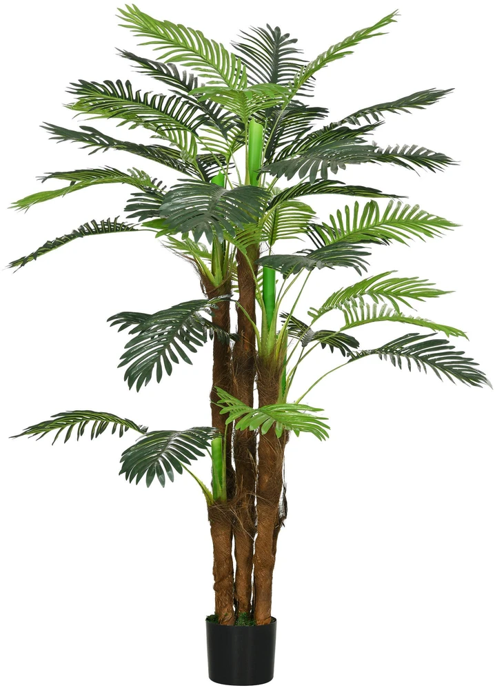 HOMCOM dirbtinis augalas, dirbtinė palmė, 160 cm dirbtinis augalas su 36 šakelėmis, kambarinis augalas, dirbtinis medis, augalų dekoracija vidaus ir lauko erdvėms, žalia