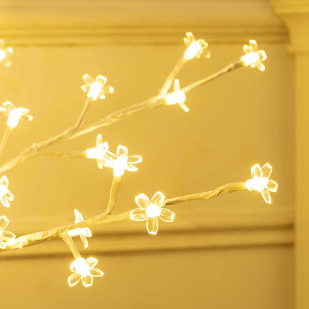 HOMCOM Dirbtinis sakurų medis, su 120 LED, 3 ryškumo lygiais, šiltai balta spalva, imituojanti tikrą žievę, 21 x 21 x 150 cm
