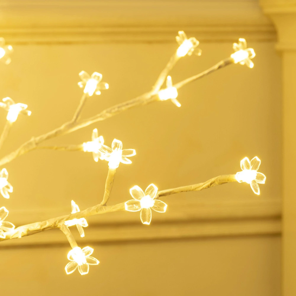 HOMCOM Dirbtinis sakurų medis, su 120 LED, 3 ryškumo lygiais, šiltai balta spalva, imituojanti tikrą žievę, 21 x 21 x 150 cm