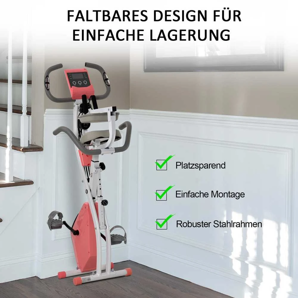 HOMCOM X-Bike 2-in-1 dviračio treniruoklis, LCD ekranas, sulankstomas treniruoklis su 8 lygių reguliuojamu magnetiniu pasipriešinimu