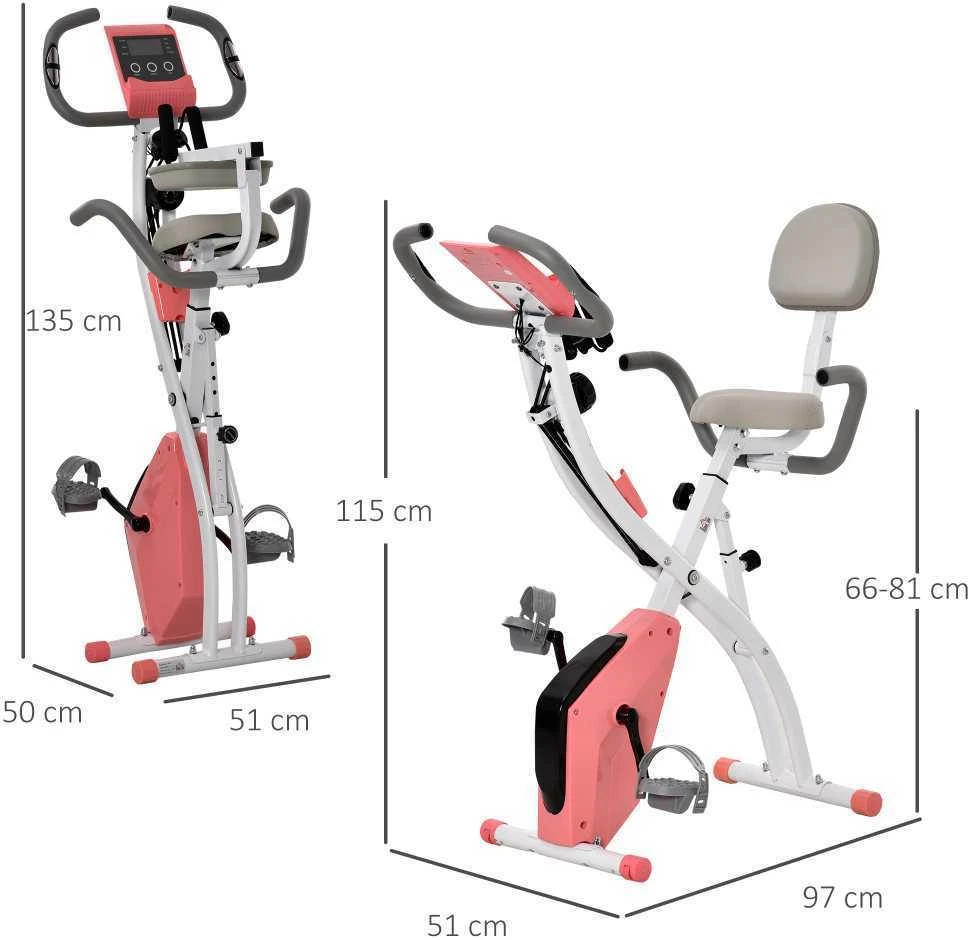 HOMCOM X-Bike 2-in-1 dviračio treniruoklis, LCD ekranas, sulankstomas treniruoklis su 8 lygių reguliuojamu magnetiniu pasipriešinimu